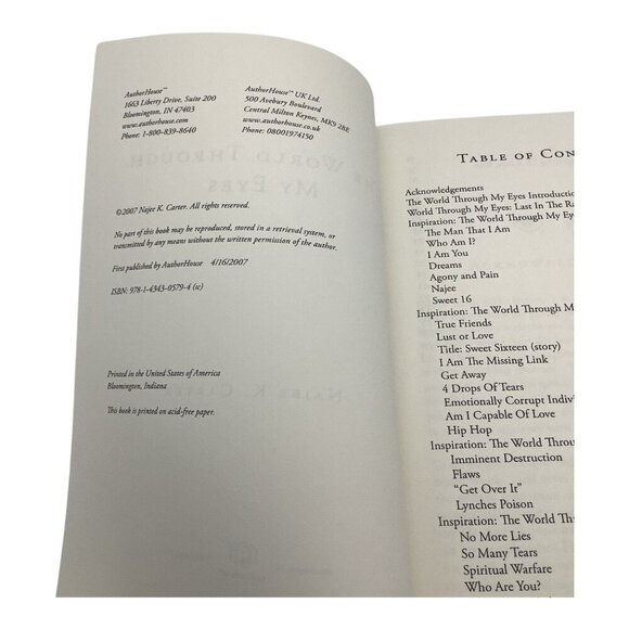 The World Through My Eyes By Najee K. Carter 2007 Paperback - Picture 4 of 9
